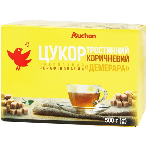 Цукор Auchan коричневий пресований 500г