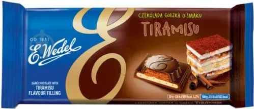 Шоколад темний з начинкою Тірамісу, 100г х 19шт