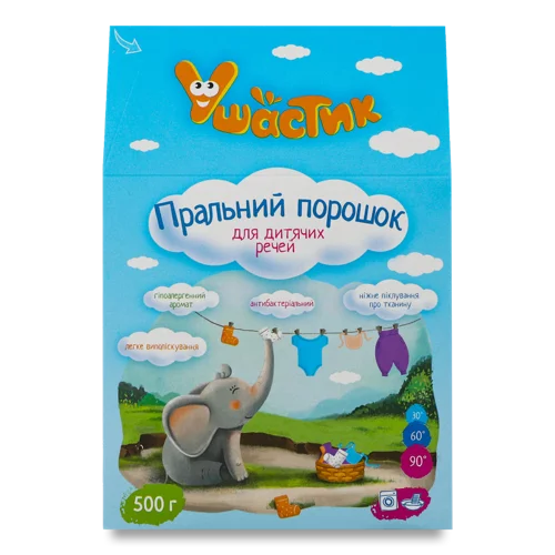 Пральний Порошок Для Дитячих Речей Антибактеріальний Ушастик, 500г