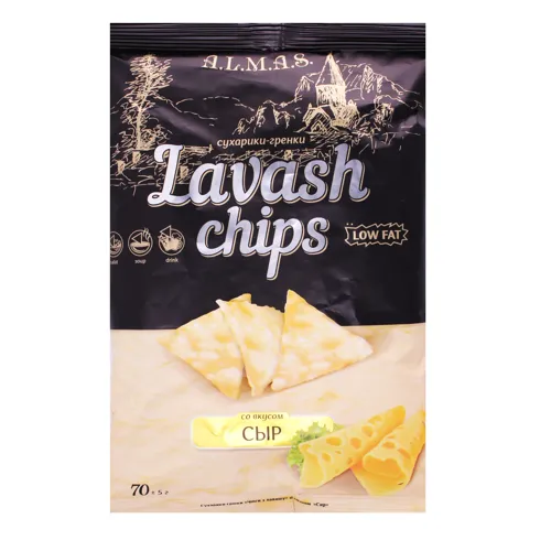 Сухарики-гренки А.Л.М.А.С. чипси з лаваша смак сиру