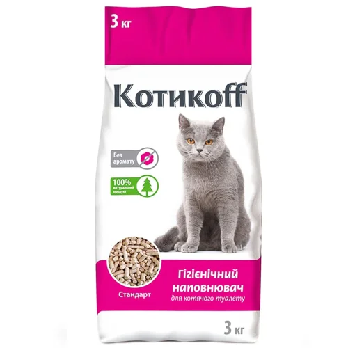 Наповнювач гігієнічний Котикоff для котів деревний 3кг
