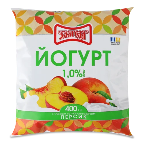 Йогурт 1% з Цукром Персик Злагода, м/у, 400г