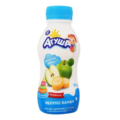 Йогурт 2.7% для дітей від 8 місяців Яблуко-банан Агуша 200г