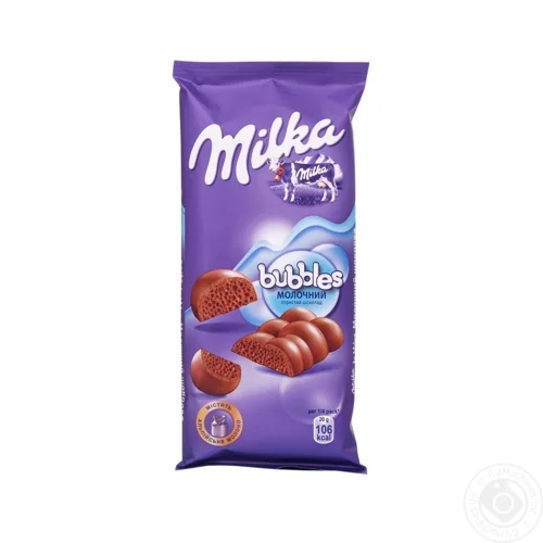 Шоколад молочний Milka Bubbles пористий 80г