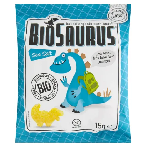 Снеки BioSaurus кукурудзяні з морською сіллю органічні без глютену 15г