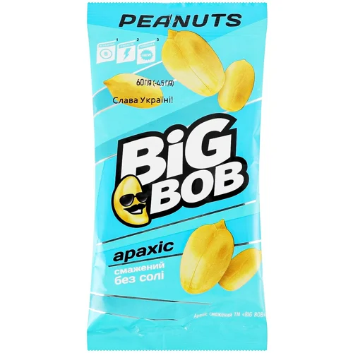 Арахіс Big Bob смажений без солі 60г