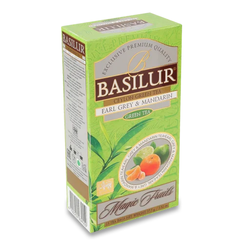 Зелений Чай Ерл Грей з Мандарином Basilur, в/ґ к/у, 25х1.5г