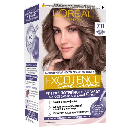 Фарба для волосся L'Oréal Paris Excellence Cool Creme 7.11 Ультра попелястий русявий