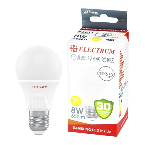 Лампа Electrum світлодіодна A60 8W PA LS-33 Elegant Е27 3000 A-LS-1918