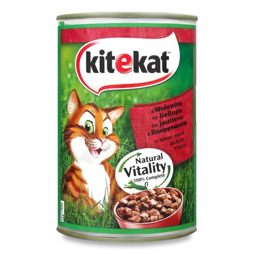 Вологий Корм З Яловичиною В Соусі Для Дорослих Котів Kitekat з/б 400г