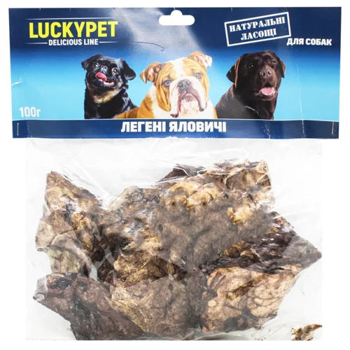 Ласощі для собак Lucky Pet Легені яловичі 100г