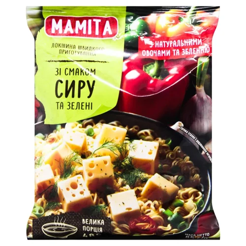Макаронні вироби Маміта локшина зі смаком сиру та зелені 85г