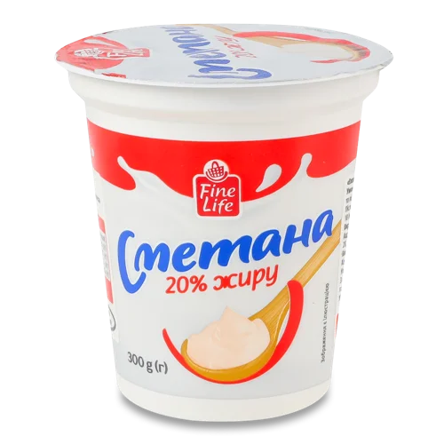 Сметана 20% Вищого Ґатунку Fine Life, в/ґ, 300 г