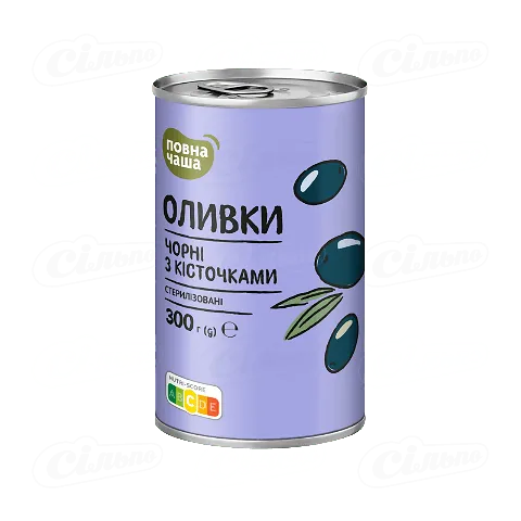 Оливки чорні з кісточкою «Повна Чаша»®, 300г