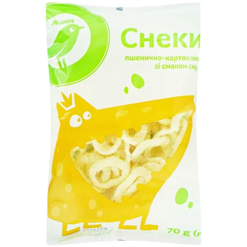 Снеки Auchan пшенично-картопляні зі смаком сиру 70г