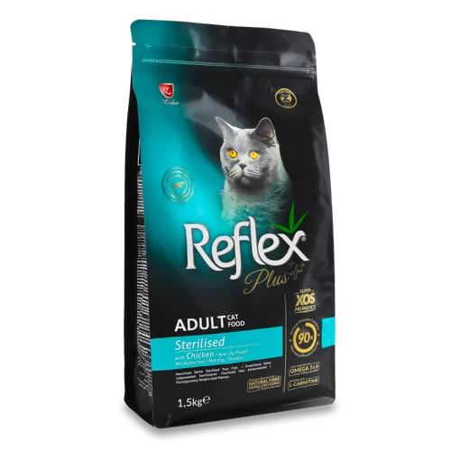 Корм сухий для стерилізованих котів Reflex Plus з куркою, повнораціонний та збалансований, 1.5кг