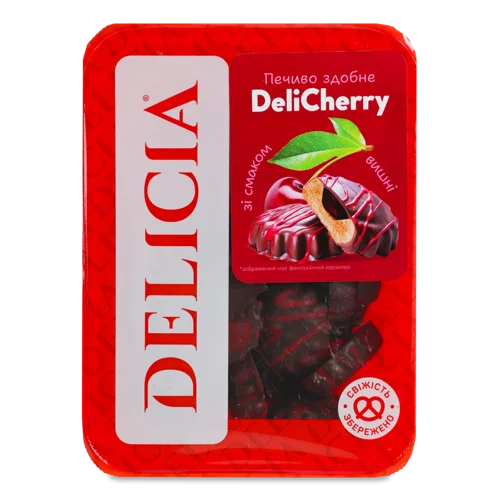 Печиво Здобне Вишня DeliCherry Delicia, Лоток 0.35кг