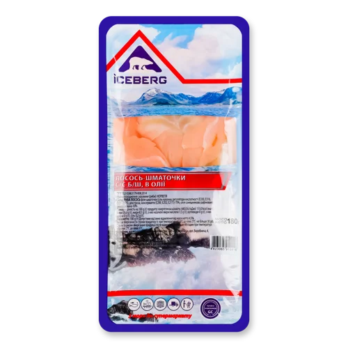 Лосось Вищого Ґатунку Шматочки В Олії Iceberg, 180г
