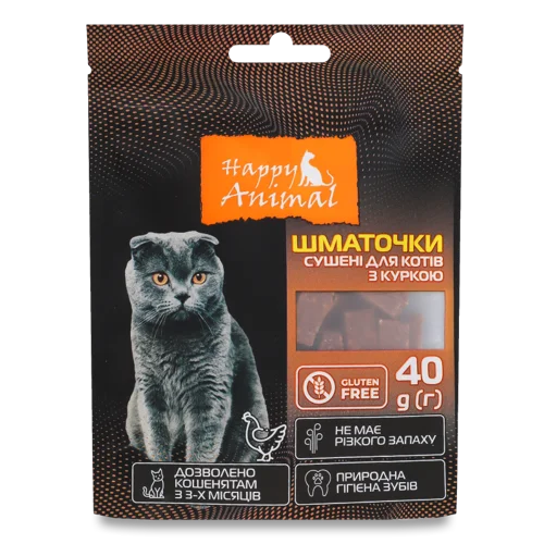 Корм сухий додатковий для котів Шматочки сушені з куркою, в/ґ, 40г
