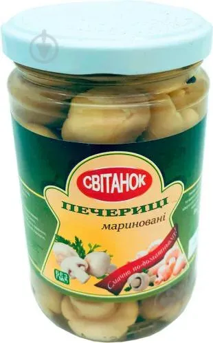 Шампіньйони стерилізовані різані 0,480л ТМ Світанок