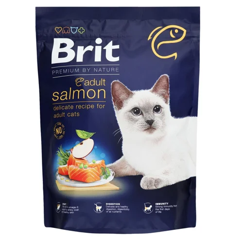 Корм сухий Brit Premium з лососем для дорослих котів 300г