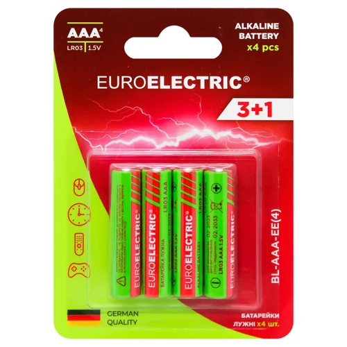 Батарейки лужні Euroelectric AAA LR03 1,5V 4шт