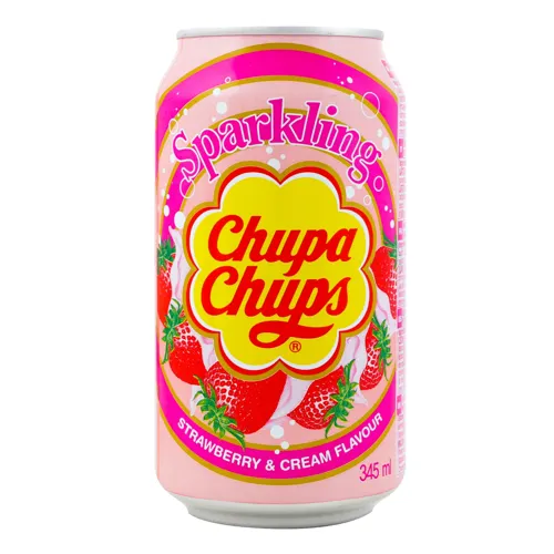 Напій безалкогольний газований Strawberry Cream Chupa Chups з/б 345мл
