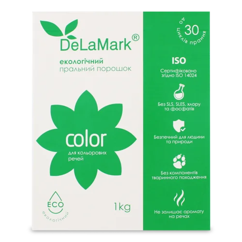 Пральний Концентрований Безфосфатний Порошок Color Eco DeLaMark, 1кг