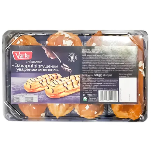 Тістечко заварне зі згущеним увареним молоком Varto 320г