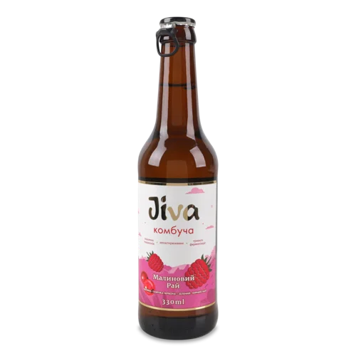 Напій Безалкогольний Слабогазований На Рослинній Сировині Комбуча Малиновий Рай Jiva, с/пл 330мл