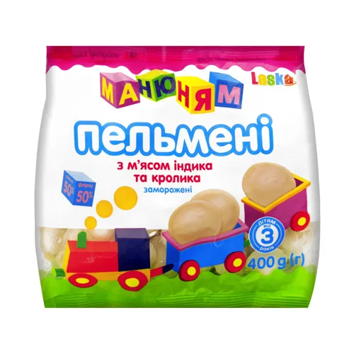 Пельмені з м'ясом індика та кролика Ма-ню-ням Laska м/у 400г