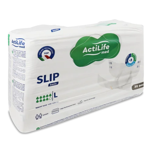 Підгузки для дорослих, 100-150 см, L, Slip Basic ActiLife, медичні, 30 шт