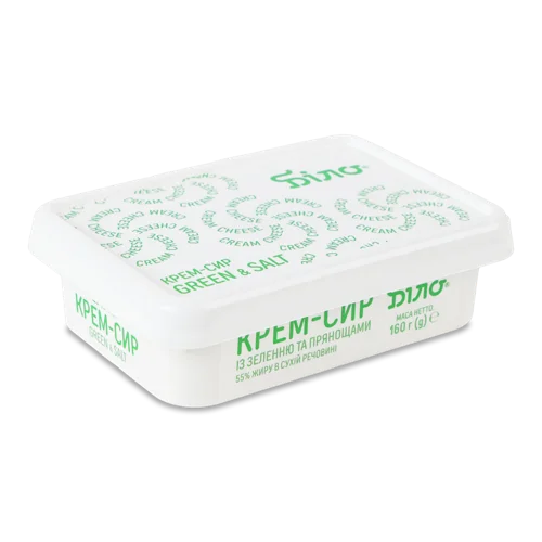 Крем-сир 55% із Зеленню та Прянощами Біло п/у, 160г