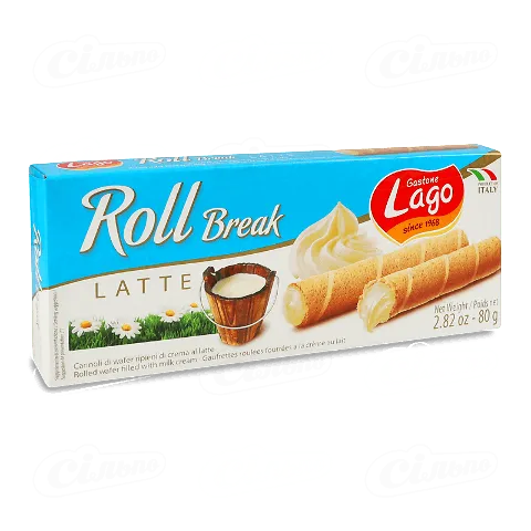 Трубочки Gastone Lago вафельні з молочним кремом, 80г