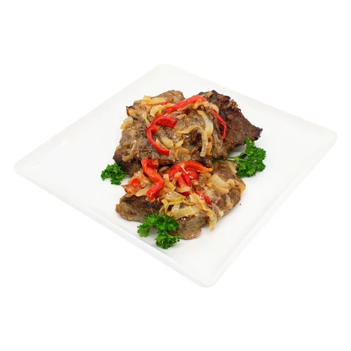 Печінка смажена з перцем та цибулею