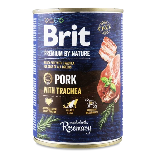 Вологий Корм Для Собак Усіх Порід Pork з Трахеєю, Брит, З/Б, 400г