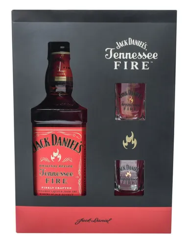Набір Лікер Jack Daniel's Tennessee Fire 35% 0,7л + склянки 2шт