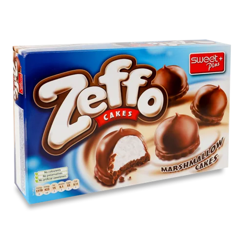 Тістечка Зеф ZEFFO Какао/Молоко Глазуровані, 150г