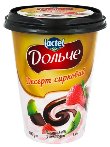 Десерт 3.4% сирковий Полуниця-ківі з шоколадом Дольче ст 400г