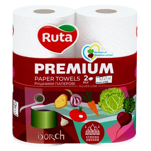 Рушники паперові Ruta Premium двошарові 2шт