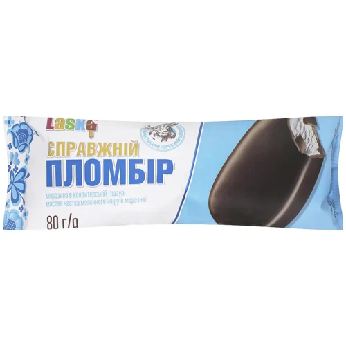 Морозиво Laska Справжній пломбір ескімо 80г