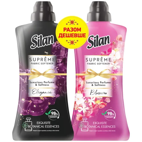 Набір кондиціонерів для білизни Silan Supreme Elegance 1012мл та Blossom 1012мл