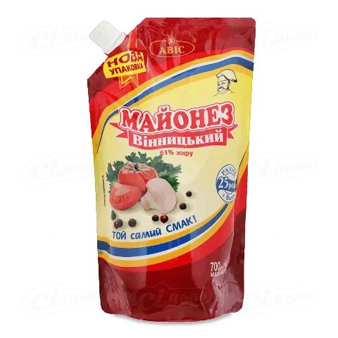 Майонез «Авіс» «Вінницький» 61% д/п, 700г