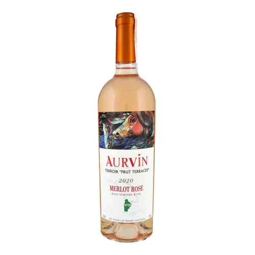 Вино Aurvin Merlot Rose Terroir Prut Terraces рожеве напівсухе 13,5% 0,75л