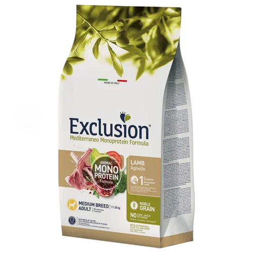 Корм сухий Exclusion Adult з ягням для собак середніх порід 3кг