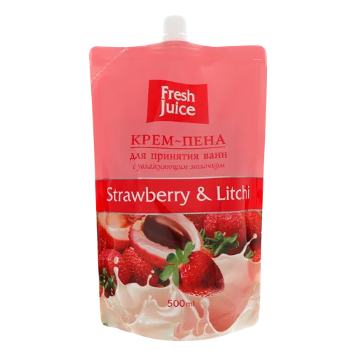 Крем-піна Для Ванн З Зволожуючим Молочком Полуниця&Лічі, Fresh Juice, 500мл