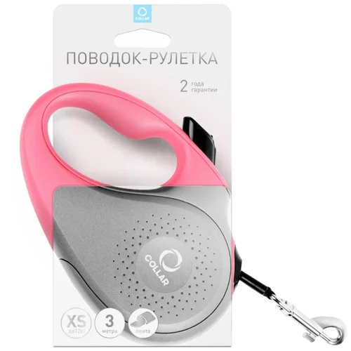 Повідець-рулетка Collar рожевий XS до 12кг 3м