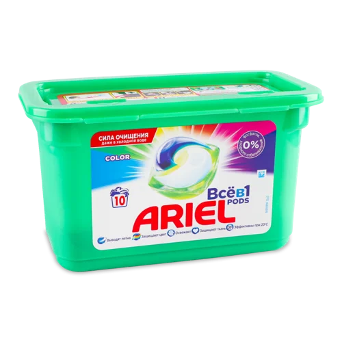 Миючий Засіб Синтетичний Рідкий В Розчинних Капсулах Color All in 1 Pods Ariel, 10х22.8г