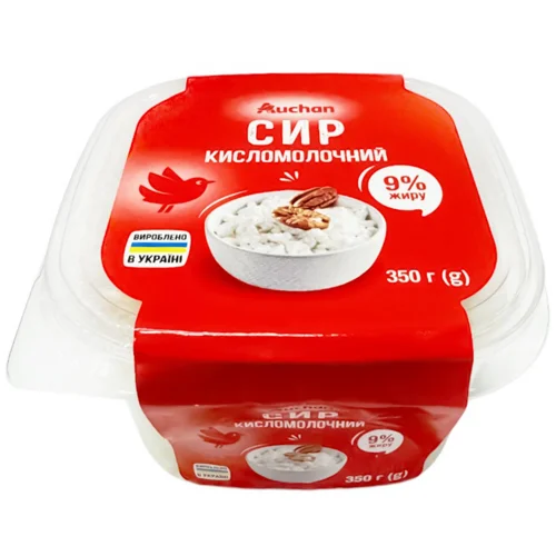 Сир кисломолочний Auchan 9% 350г