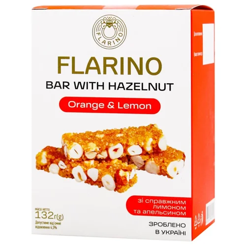 Батончики Flarino з фундуком, лимоном та апельсином 6шт*22г